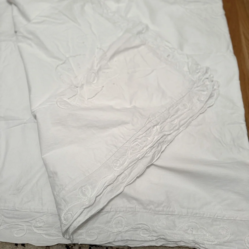Vintage Scalloped Edge Raffle Cotton 3ps Set Duvet & 2 Shams